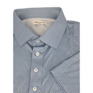 NWOT Collars and Co Semi-Spread Collar Polo Blue Carrera Large